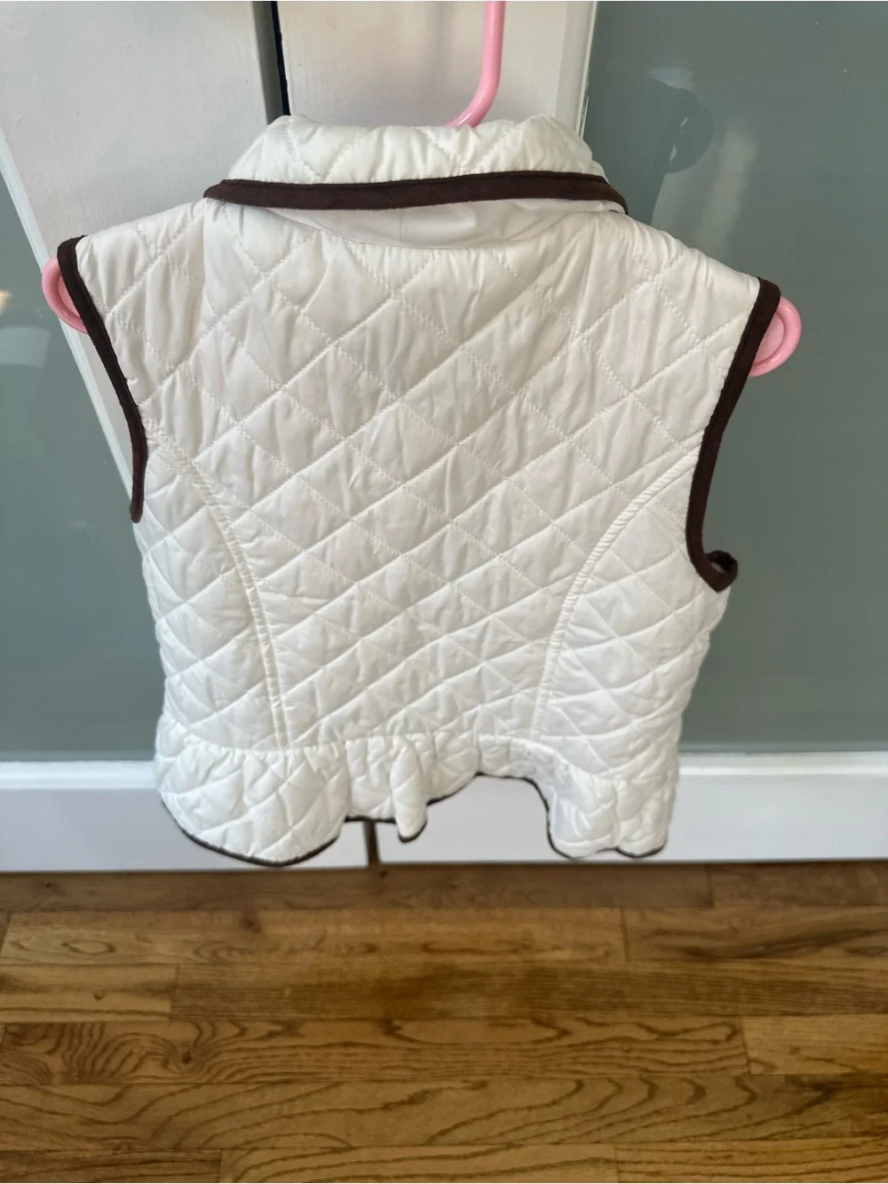 Janie and Jack Kids Quilted Vest - White with Brown Trim 2 blazers